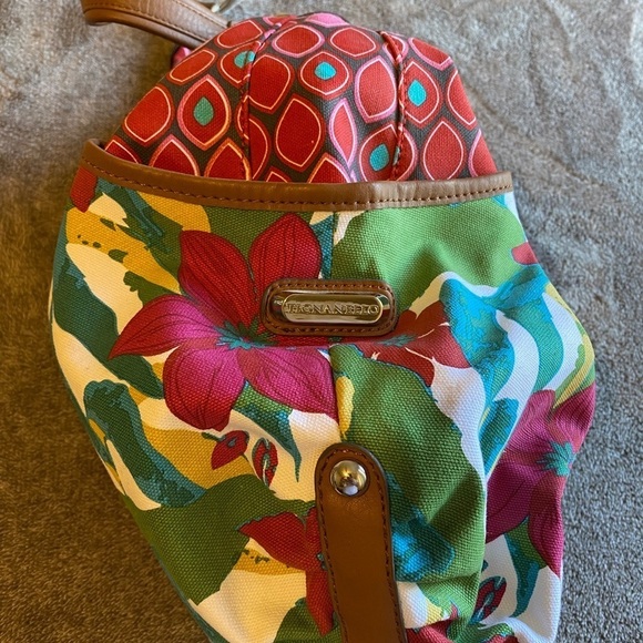 Tignanello Tropical Floral Hobo Bag with Tan Leather Trim NWT - Picture 4 of 10